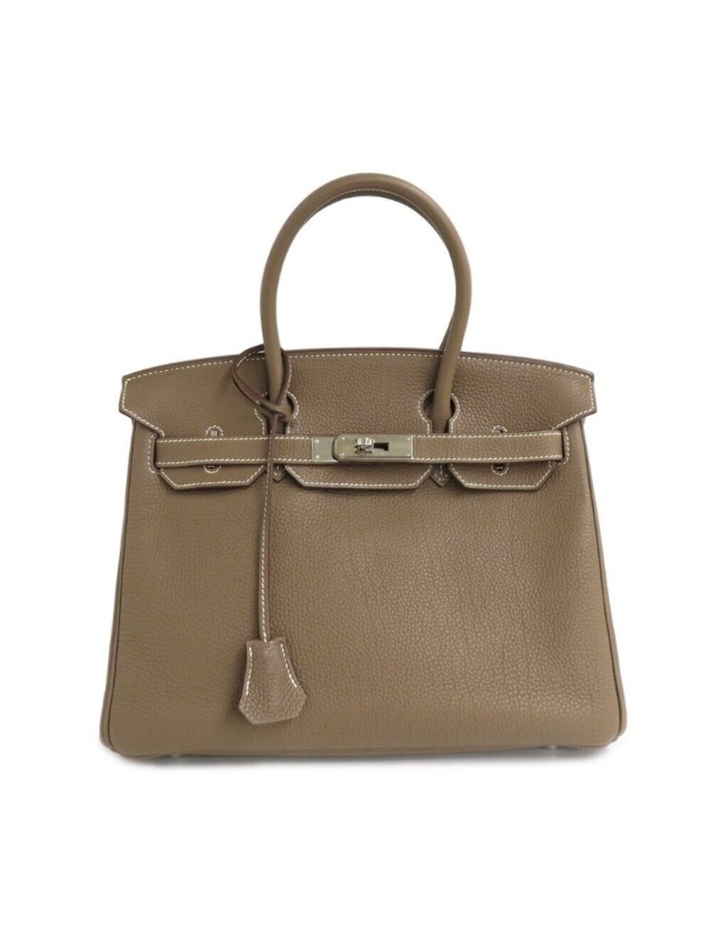 Hermes Birkin 30 Etoupe Togo Handbag Silver